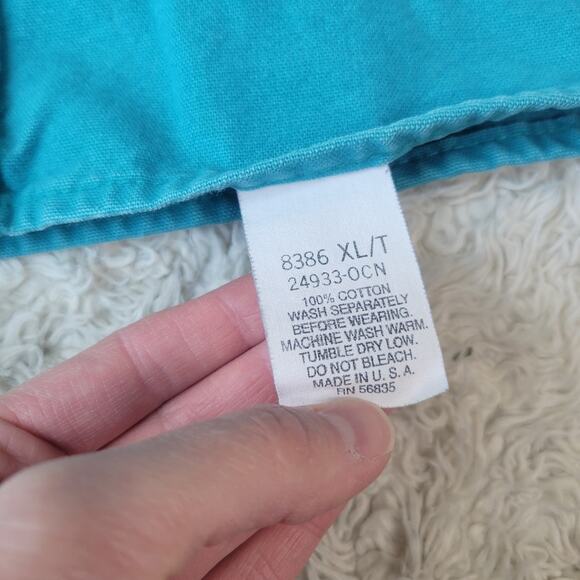 Cabelas Cotton Long Sleeve Button Up Ocean Blue Size XL Tall - Picture 5 of 6